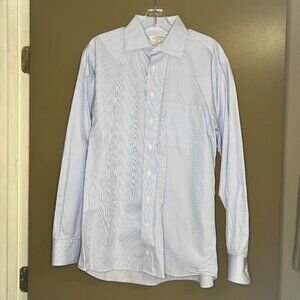 H. Stockton Blue/White Striped Dress shirt - Size: 16/34